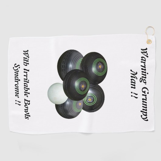 芝生おもしろいの椀に出て不機嫌なデザイン ゴルフタオル (横)