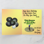 芝生おもしろいボウリングをする人、 クリケットの投手、ビッグ誕生日カード カード (内部)