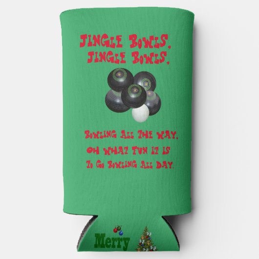 芝生おもしろいボウルのクリスマス、クーラーボックス スリム缶クーラー (正面)