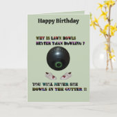 芝生おもしろいボウルパンズ、誕生日カード カード (黄色い花)