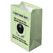 芝生おもしろいボール対ボーリング、誕生日 ミディアムペーパーバッグ (裏面アングル)