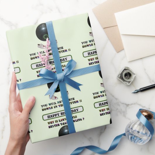 芝生おもしろいボール対ボーリング、誕生日 ラッピングペーパー (ギフト)