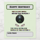 芝生おもしろいボール対ボーリング、誕生日 ワインラベル (シングルラベル)