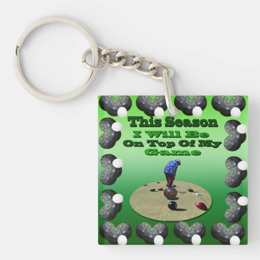 芝生おもしろいボール、アクリル製キーリング キーホルダー (正面)