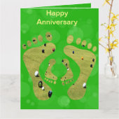 芝生おもしろい椀の周年記念カード カード (黄色い花)