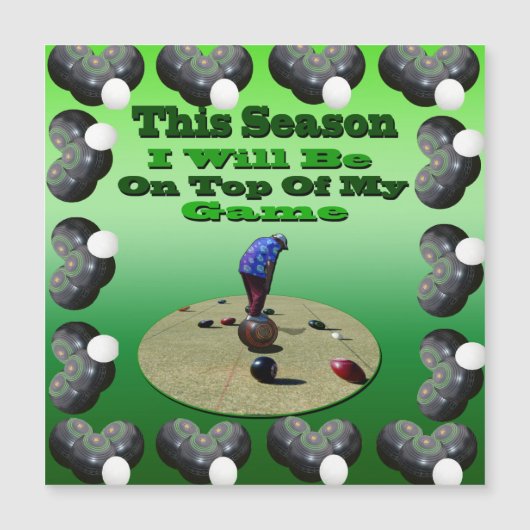 芝生おもしろい椀、角枠付きマグネットカード (正面)