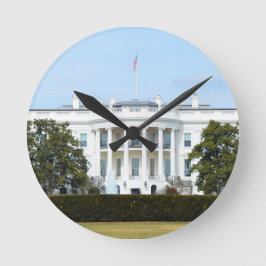 芝生から出たホワイトハウス ラウンド壁時計