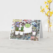 「芝生から降りるんだ!」 古いおもしろい誕生日の取得 カード (黄色い花)