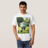 芝生すてきボウリングをする人、 クリケットの投手の男 Tシャツ (正面フル)