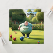 芝生すてきボウリングをする人、 クリケットの投手マン、誕生日カード カード (正面/裏面インサイチュ)