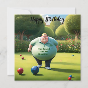 芝生すてきボウリングをする人、 クリケットの投手マン、誕生日カード カード