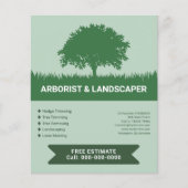 芝生と木のシルエット - 植木屋＆造園業者  チラシ (正面)