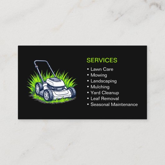 芝生と気にサービスブラックグリーンプロフェッショナル 名刺 (裏面)