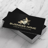 芝生と気に造園のミニマル金ゴールドモーワーロゴ 名刺