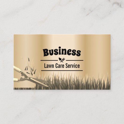 芝生と気に造園サービスモダン金ゴールド 名刺 (正面)