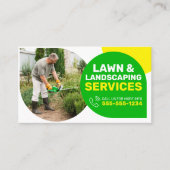芝生と気に造園サービス緑と黄色 名刺 (正面)