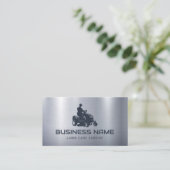 芝生と気に造園メタル乗馬モーワーロゴ 名刺 (スタンド正面)