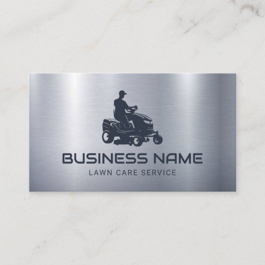 芝生と気に造園メタル乗馬モーワーロゴ 名刺 (正面)