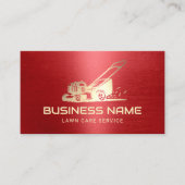 芝生と気に造園金ゴールドモーワーロゴレッド 名刺 (正面)
