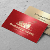 芝生と気に造園金ゴールドモーワーロゴレッド 名刺