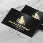 芝生と気に造園金ゴールド乗用草刈りロゴ 名刺