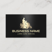 芝生と気に造園金ゴールド乗用草刈りロゴ 名刺 (正面)