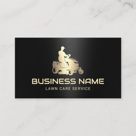 芝生と気に造園金ゴールド乗用草刈りロゴ 名刺