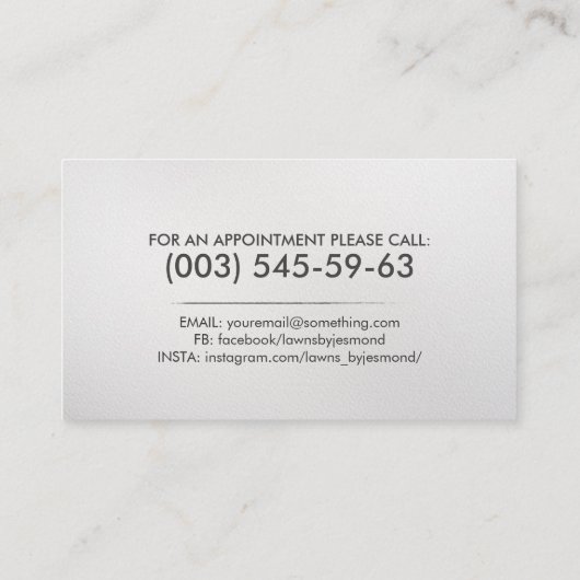 芝生と気に造園 – 芝刈りスケッチ 名刺 (裏面)