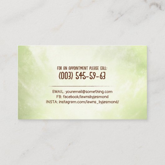 芝生と気に造園 – 芝刈りスケッチ 名刺 (裏面)