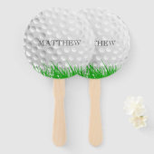芝生にゴルフボパーソナライズされたール ハンドファン (正面&裏面)