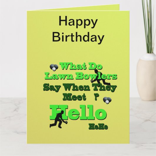 芝生のおもしろいボウルのグリーティング、大きな誕生日カード サンキューカード (正面)