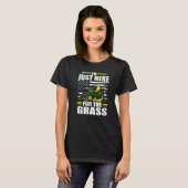 芝生のためにここに来た 芝刈り機 アメリカン フラッグ Tシャツ (正面フル)
