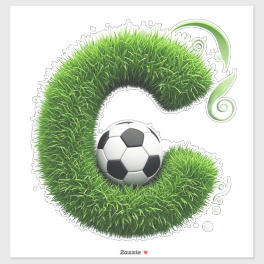 芝生のオブジェのC文字とサッカーボール シール (シート)