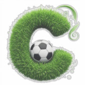 芝生のオブジェのC文字とサッカーボール シール (正面)