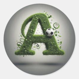 芝生のオブジェAとサッカーボール ラウンドシール