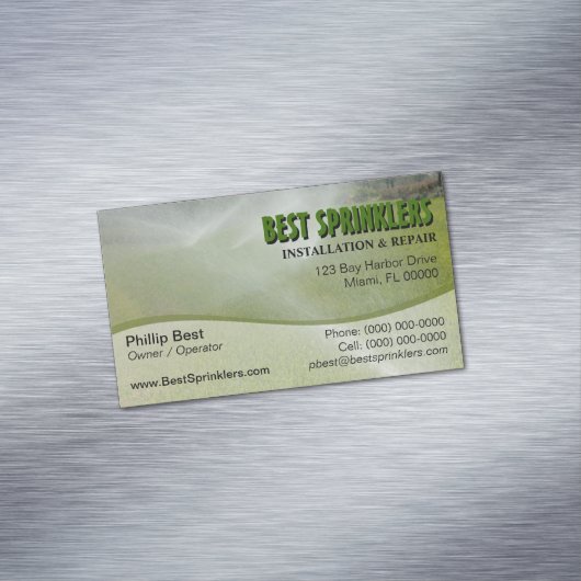 芝生のスプリンクラー/造園の名刺の磁石 マグネット名刺 (インサイチュ)