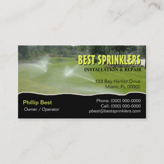芝生のスプリンクラー/造園の名刺 名刺 (正面)
