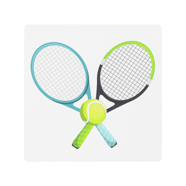 芝生のテニスサイン メタルプリント (正面)