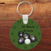 芝生のボウルのオクロック、キーリング キーホルダー (正面)