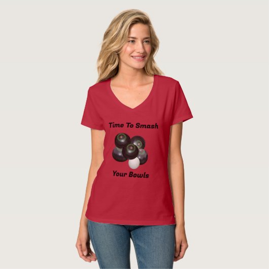芝生のボウルを粉砕する時間、レディースヴネックTシャツ Tシャツ (正面フル)