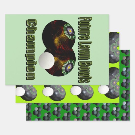 芝生のボウルデザイン三杯 ラッピングペーパーシート (セット)