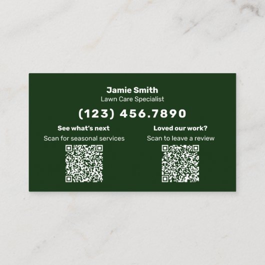 芝生のメンテナンスのレビュー&サンキューコンボ 名刺 (裏面)