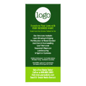 芝生のメンテナンスの草刈り、灌漑、エアレーションロゴ ラックカード (裏面)