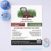 芝生の上に芝刈り機，芝生サー気にビス チラシ (シングル)