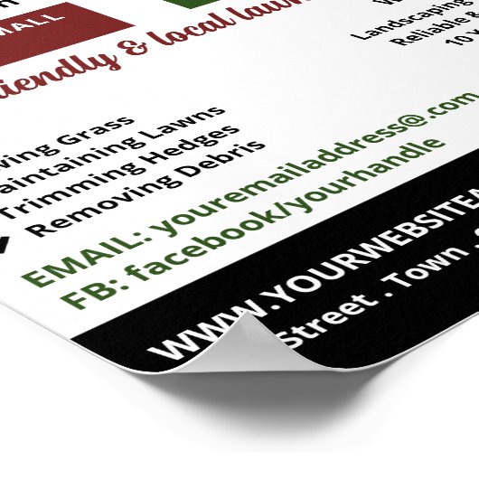 芝生の上に芝刈り機，芝生サー気にビス ポスター (角)