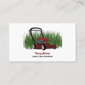 芝生の上に芝刈り機,芝生サー気にビス 名刺 (正面)