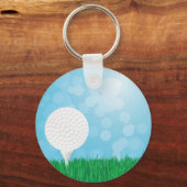 芝生の上のゴルフボール キーホルダー (正面)