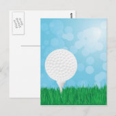 芝生の上のゴルフボール ポストカード (正面/裏面)