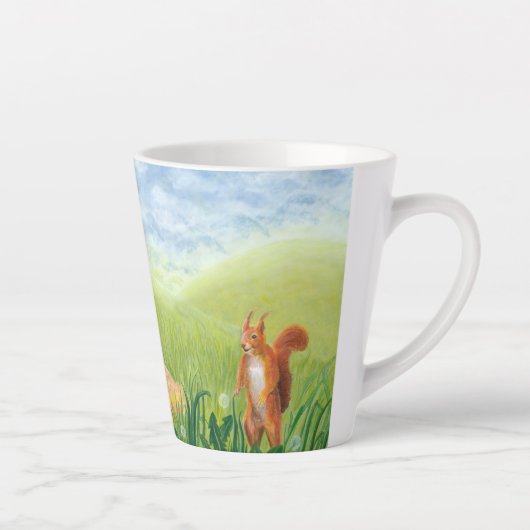 芝生の中で子鹿子供部屋小 カフェラテマグ (右)