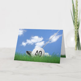 芝生の中で40th誕生日のゴルフボール カード